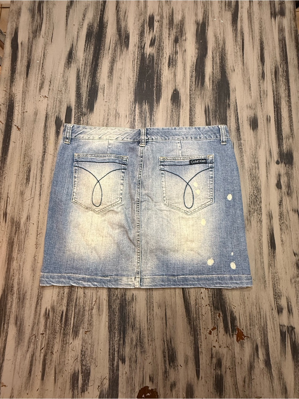 Calvin Klein Denim Distressed Mini Skirt Size 14 - Picture 12 of 14